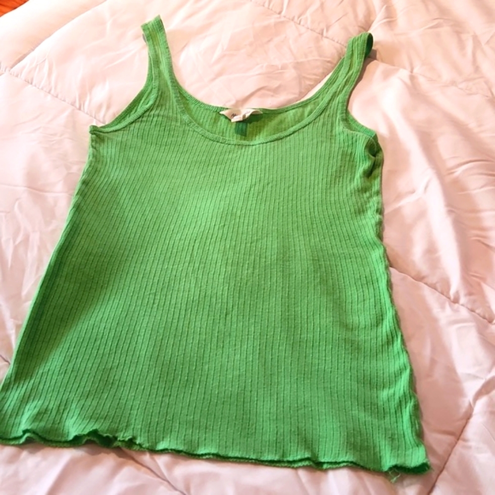 Abercrombie lime green ribbon tank